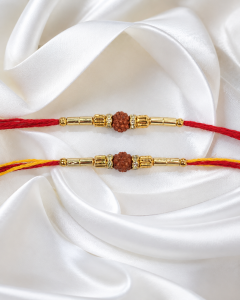 DivoRama Set of 2 Rudraksha Rakhi for Brother | Auspicious Rudraksha Bead Rakhi with Gold Beads | Spiritual Traditional Rakhi for Bhaiya Bhai | Raksha Bandhan 2026 Thread Rakhi Combo