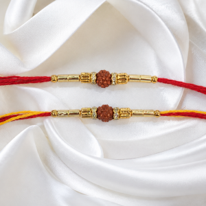 DivoRama Set of 2 Rudraksha Rakhi for Brother | Auspicious Rudraksha Bead Rakhi with Gold Beads | Spiritual Traditional Rakhi for Bhaiya Bhai | Raksha Bandhan 2026 Thread Rakhi Combo