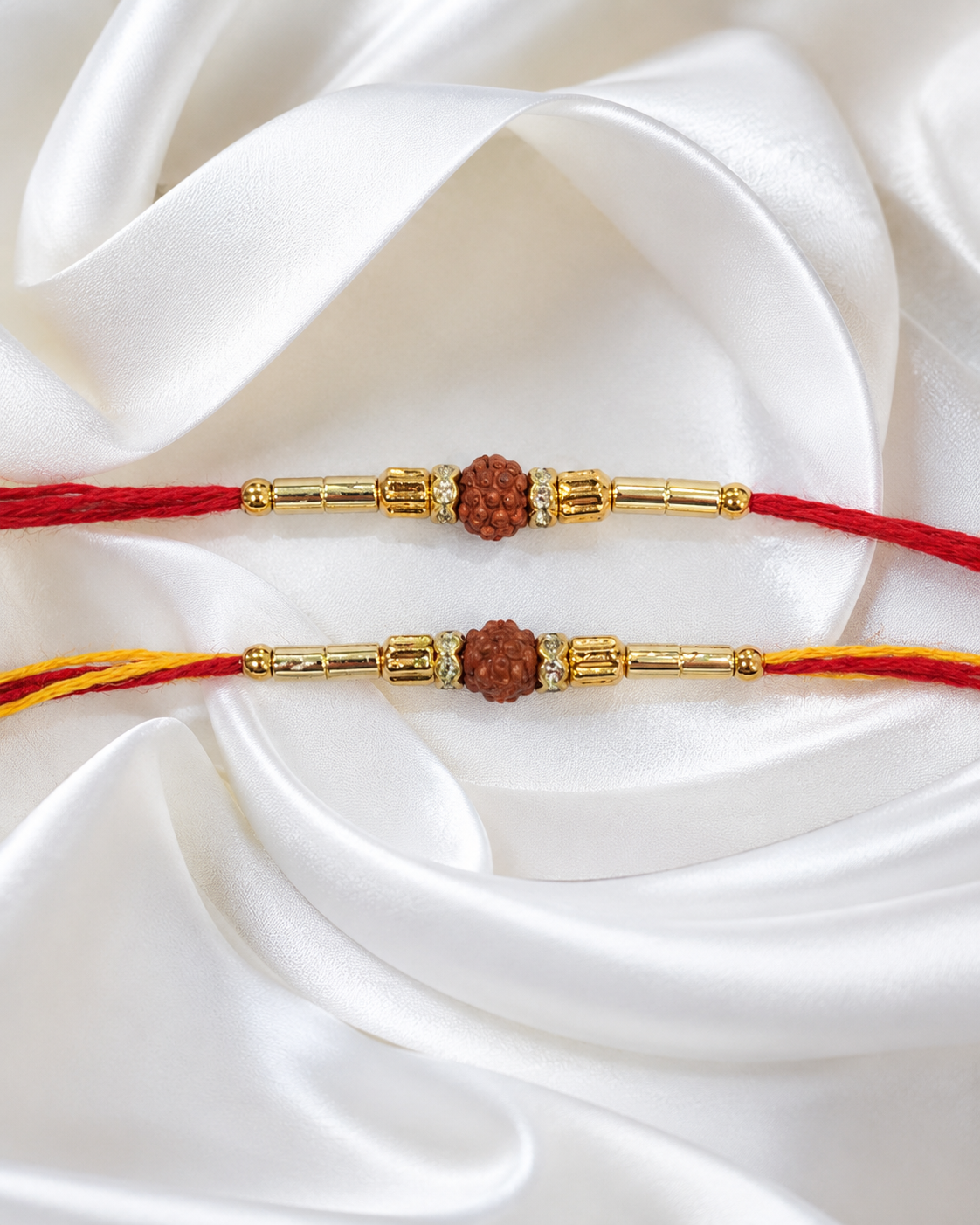 DivoRama Set of 2 Rudraksha Rakhi for Brother | Auspicious Rudraksha Bead Rakhi with Gold Beads | Spiritual Traditional Rakhi for Bhaiya Bhai | Raksha Bandhan 2026 Thread Rakhi Combo