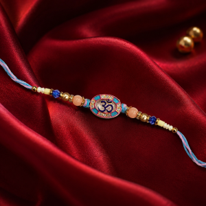 DivoRama Set of 2 Om Rakhi for Brother | Oval Meenakari Om Rakhi with Coral & Pearl Beads | Spiritual Designer Rakhi for Bhaiya Bhai | Raksha Bandhan 2026 Thread Rakhi Combo