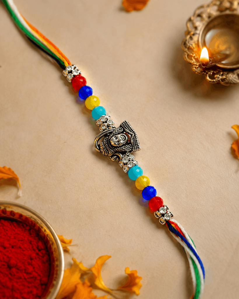 DivoRama Set of 2 Rakhis for Brother | Meenakari Mor Heart & Oxidised Silver Shiva Rakhi| Designer Spiritual Rakhi for Bhaiya Bhai | Raksha Bandhan 2026 Thread Rakhi