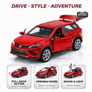 Die-Cast SUV Toy Car with Openable Doors, Rear Trunk, Pull Back Action, Metal Body, for Boys and Girls (FORTUNER)