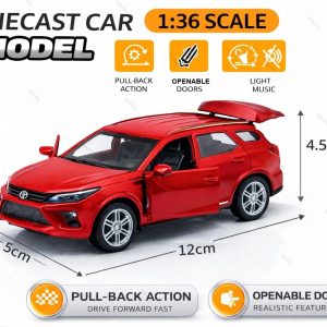Die-Cast SUV Toy Car with Openable Doors, Rear Trunk, Pull Back Action, Metal Body, for Boys and Girls (FORTUNER)