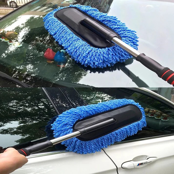 Rashi Collection Extendable Microfiber Car Duster | 360° Scratch-Free Cleaning Brush with Telescopic Stainless Steel Handle | Dry Dust Remover for Car Exterior & Interior (Random Color)