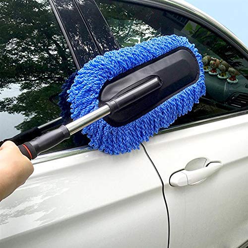 Rashi Collection Extendable Microfiber Car Duster | 360° Scratch-Free Cleaning Brush with Telescopic Stainless Steel Handle | Dry Dust Remover for Car Exterior & Interior (Random Color)
