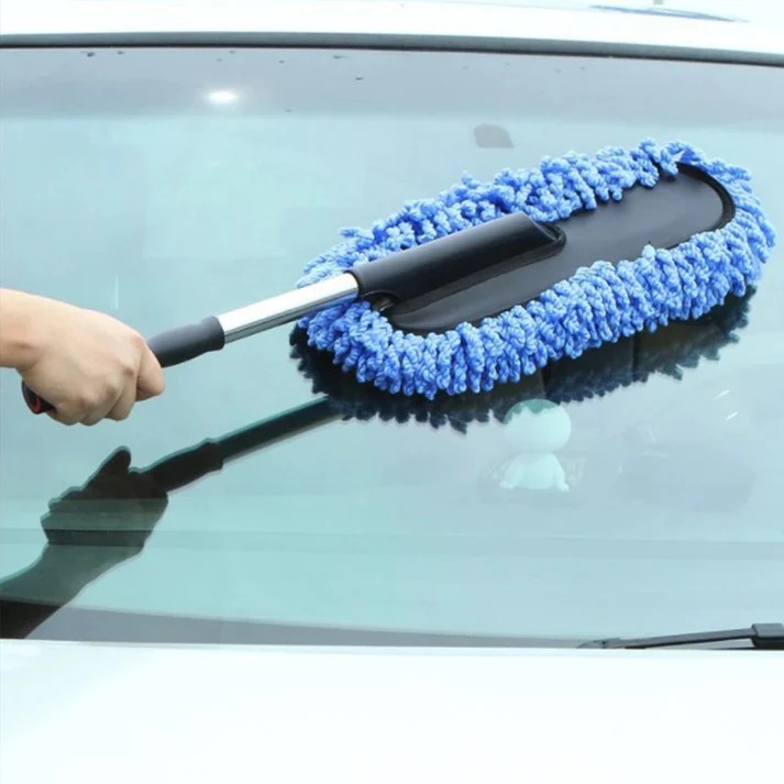 Rashi Collection Extendable Microfiber Car Duster | 360° Scratch-Free Cleaning Brush with Telescopic Stainless Steel Handle | Dry Dust Remover for Car Exterior & Interior (Random Color)