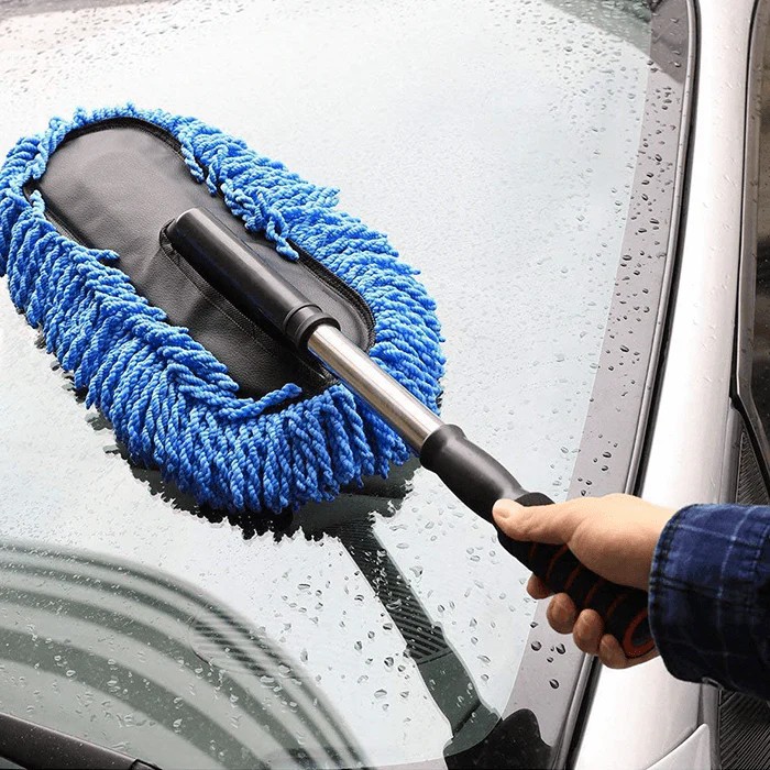 Rashi Collection Extendable Microfiber Car Duster | 360° Scratch-Free Cleaning Brush with Telescopic Stainless Steel Handle | Dry Dust Remover for Car Exterior & Interior (Random Color)