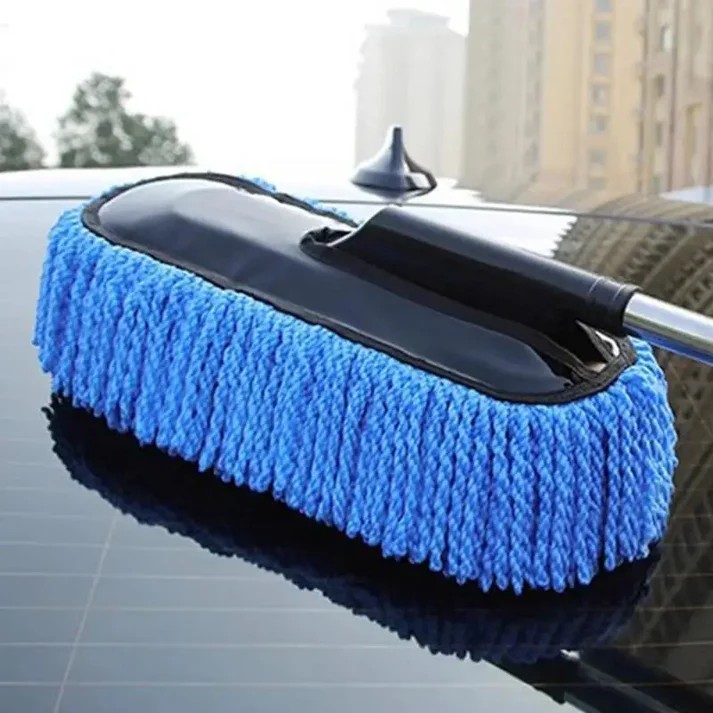 Rashi Collection Extendable Microfiber Car Duster | 360° Scratch-Free Cleaning Brush with Telescopic Stainless Steel Handle | Dry Dust Remover for Car Exterior & Interior (Random Color)