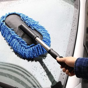 Rashi Collection Car Wash Mop with Telescopic Handle & Soft Bristle Wax Brush | Scratch-Free Microfiber Exterior & Interior Cleaning | Extendable Wet & Dry Auto Duster (Random Color)
