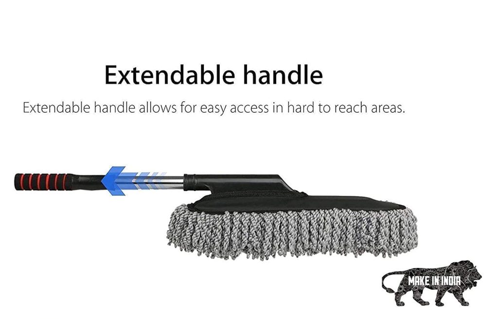 Rashi Collection Car Wash Mop with Telescopic Handle & Soft Bristle Wax Brush | Scratch-Free Microfiber Exterior & Interior Cleaning | Extendable Wet & Dry Auto Duster (Random Color)