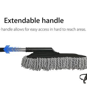 Rashi Collection Car Wash Mop with Telescopic Handle & Soft Bristle Wax Brush | Scratch-Free Microfiber Exterior & Interior Cleaning | Extendable Wet & Dry Auto Duster (Random Color)