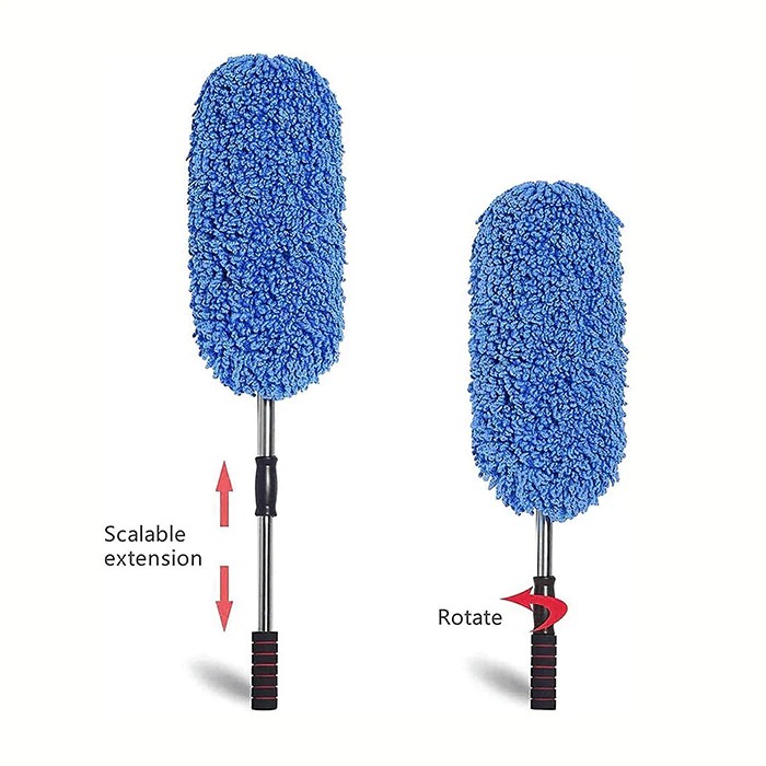 Rashi Collection Car Wash Mop with Telescopic Handle & Soft Bristle Wax Brush | Scratch-Free Microfiber Exterior & Interior Cleaning | Extendable Wet & Dry Auto Duster (Random Color)