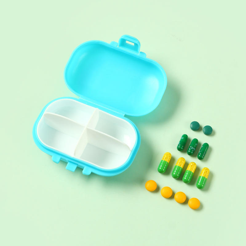 Rashi Collection 4-Compartment Portable Mini Pill Organizer | Moisture-Proof Travel Pill Box for Vitamins & Supplements | Pocket-Sized Daily Medicine Dispenser (Random Color)