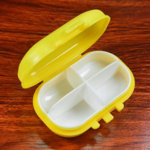 Rashi Collection 4-Compartment Portable Mini Pill Organizer | Moisture-Proof Travel Pill Box for Vitamins & Supplements | Pocket-Sized Daily Medicine Dispenser (Random Color)