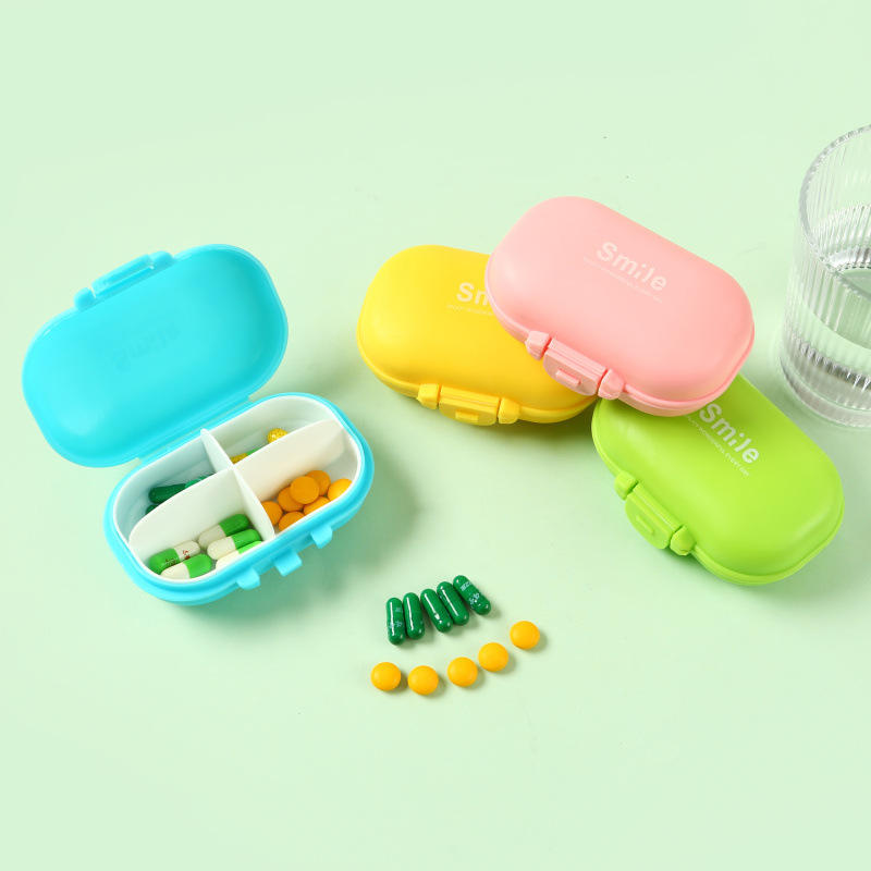 Rashi Collection 4-Compartment Portable Mini Pill Organizer | Moisture-Proof Travel Pill Box for Vitamins & Supplements | Pocket-Sized Daily Medicine Dispenser (Random Color)