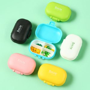 Rashi Collection 4-Compartment Portable Mini Pill Organizer | Moisture-Proof Travel Pill Box for Vitamins & Supplements | Pocket-Sized Daily Medicine Dispenser (Random Color)