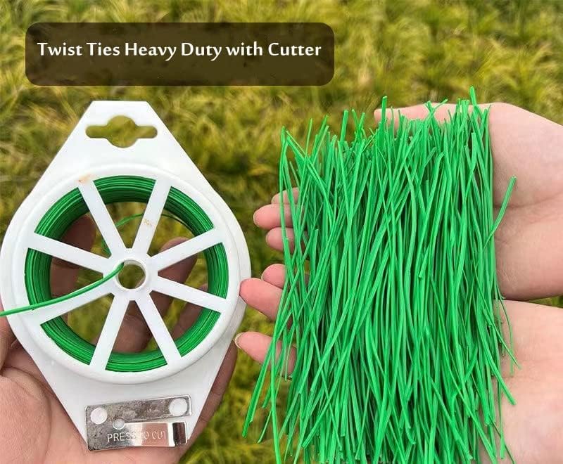 Rashi Collection 30m Garden Twist Tie Spool with Built-In Cutter | Reusable Plastic-Coated Iron Wire for Plant Support, Trellis & Cable Organization | Weather-Resistant Green