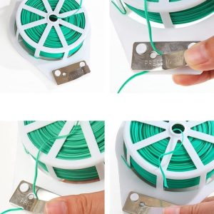 Rashi Collection 30m Garden Twist Tie Spool with Built-In Cutter | Reusable Plastic-Coated Iron Wire for Plant Support, Trellis & Cable Organization | Weather-Resistant Green