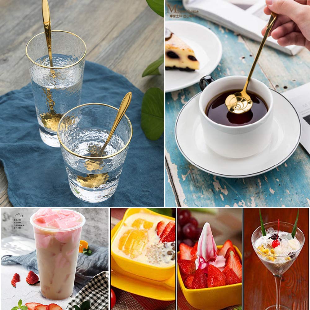Rashi Collection 4-Piece Gold Floral Dessert Spoon Set | Premium Stainless Steel Tea & Coffee Spoons | BPA-Free, Dishwasher Safe Decorative Cutlery