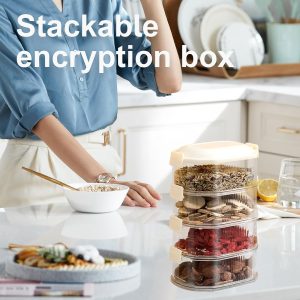 Rashi Collection 4-Layer Stackable Food Storage Containers | 2000ml (4x500ml) Airtight Transparent Condiment & Snack Box | BPA-Free Plastic Space-Saving Kitchen Pantry Organizer (Random Color)