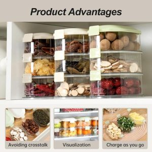 Rashi Collection 4-Layer Stackable Food Storage Containers | 2000ml (4x500ml) Airtight Transparent Condiment & Snack Box | BPA-Free Plastic Space-Saving Kitchen Pantry Organizer (Random Color)