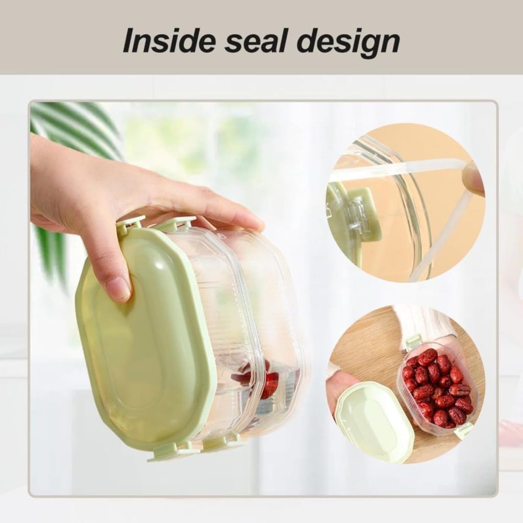 Rashi Collection 4-Layer Stackable Food Storage Containers | 2000ml (4x500ml) Airtight Transparent Condiment & Snack Box | BPA-Free Plastic Space-Saving Kitchen Pantry Organizer (Random Color)
