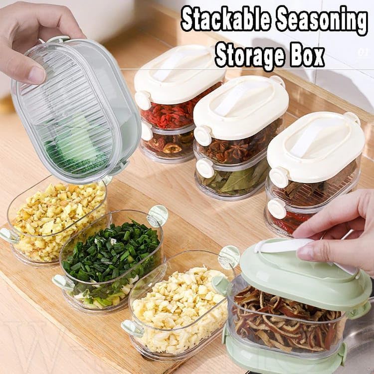 Rashi Collection 4-Layer Stackable Food Storage Containers | 2000ml (4x500ml) Airtight Transparent Condiment & Snack Box | BPA-Free Plastic Space-Saving Kitchen Pantry Organizer (Random Color)