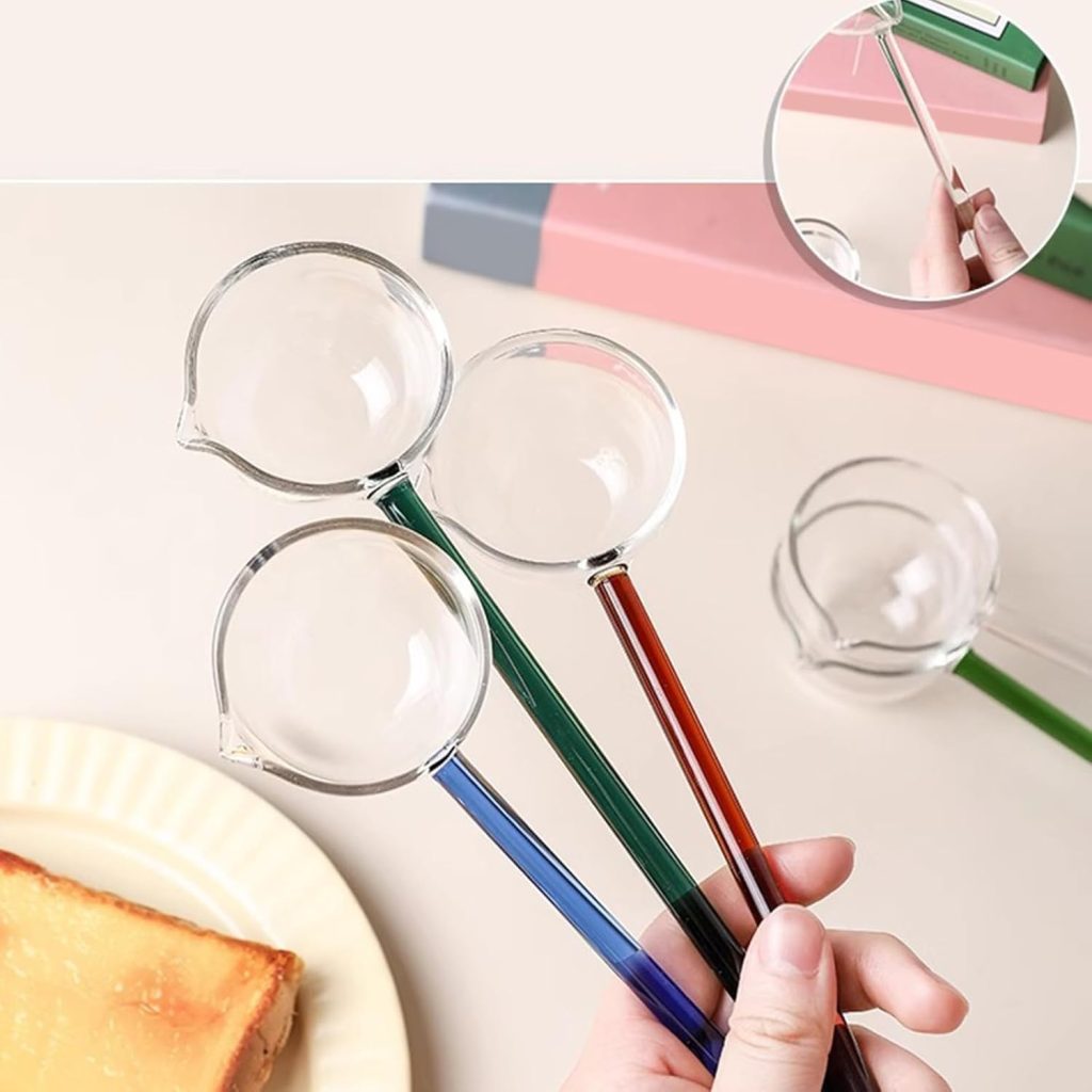Rashi Collection Premium Borosilicate Glass Tadka Spoon | Heat-Resistant Transparent Cooking & Mixing Spoon | 25cm Long Handle Multipurpose Kitchen Serving Tool (Random Color)