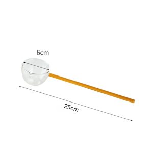 Rashi Collection Premium Borosilicate Glass Tadka Spoon | Heat-Resistant Transparent Cooking & Mixing Spoon | 25cm Long Handle Multipurpose Kitchen Serving Tool (Random Color)