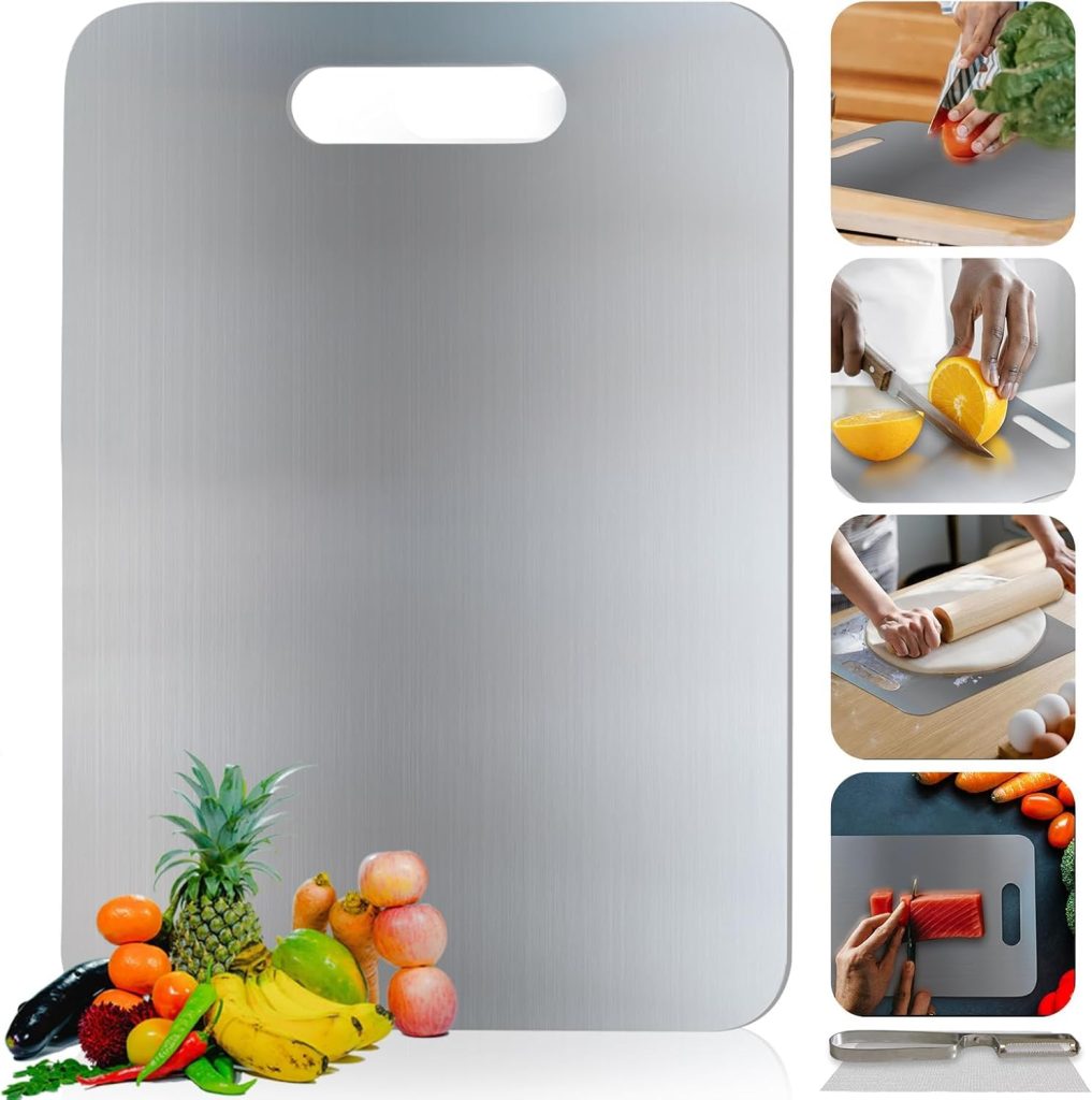 Rashi Collection 304 Stainless Steel Cutting Board | Heavy-Duty Double-Sided Chopping Board for Kitchen | Scratch-Resistant, Hygienic & Space-Saving (36 x 25 cm)