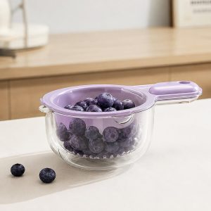 Rashi Collection 2-in-1 Double Layer Drain Basket & Washing Bowl with Strainer | Detachable Food-Grade Plastic (Random Colors)
