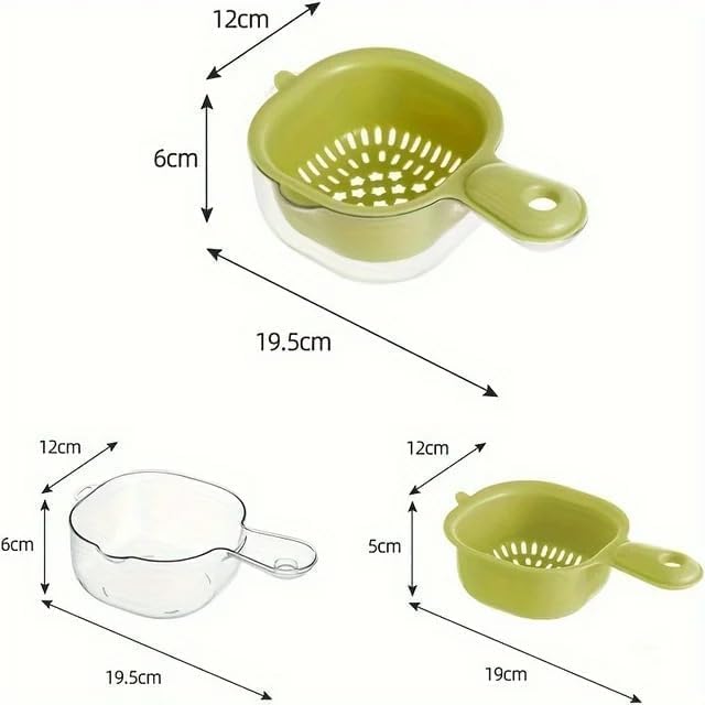 Rashi Collection 2-in-1 Double Layer Drain Basket & Washing Bowl with Strainer | Detachable Food-Grade Plastic (Random Colors)