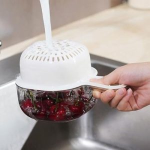 Rashi Collection 2-in-1 Double Layer Drain Basket & Washing Bowl with Strainer | Detachable Food-Grade Plastic (Random Colors)