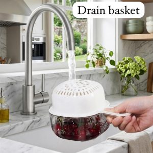 Rashi Collection 2-in-1 Double Layer Drain Basket & Washing Bowl with Strainer | Detachable Food-Grade Plastic (Random Colors)