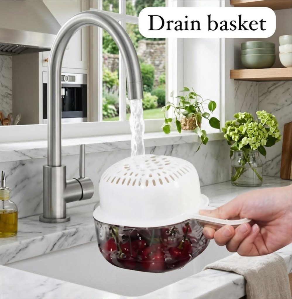 Rashi Collection 2-in-1 Double Layer Drain Basket & Washing Bowl with Strainer | Detachable Food-Grade Plastic (Random Colors)