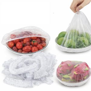 Rashi Collection 50-Piece Reusable Elastic Food Covers | Stretchable Transparent Plastic Bowl Lids for Fridge Storage | Leak-Proof & Airtight Cling Wrap Alternative