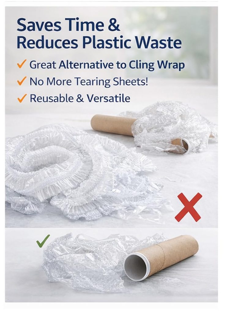 Rashi Collection 50-Piece Reusable Elastic Food Covers | Stretchable Transparent Plastic Bowl Lids for Fridge Storage | Leak-Proof & Airtight Cling Wrap Alternative