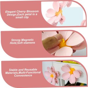Rashi Collection Pack of 6 Floral Fridge Magnet & Food Sealing Clips | 2-in-1 Sakura Cherry Blossom Snack Bag Clips | Strong Magnetic Hold for Kitchen & Office (Random Colors)