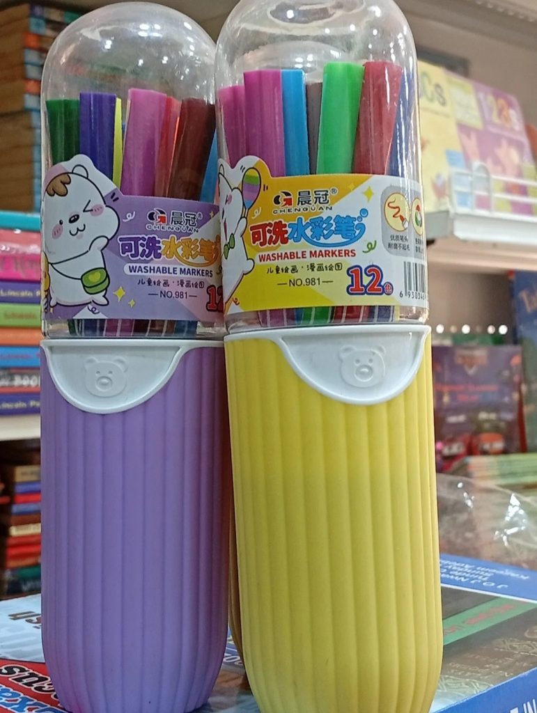 Rashi Collection 12-Color Washable Acrylic Marker Set | Water-Based, Non-Toxic Paint Pens for Kids | Vibrant Opaque Colors with Protective Purple Storage Capsule | Ideal for School Crafts, DIY & Canvas