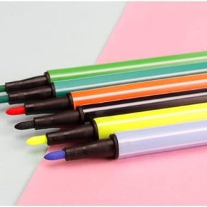 Rashi Collection 12-Color Washable Acrylic Marker Set | Water-Based, Non-Toxic Paint Pens for Kids | Vibrant Opaque Colors with Protective Purple Storage Capsule | Ideal for School Crafts, DIY & Canvas