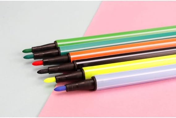 Rashi Collection 12-Color Washable Acrylic Marker Set | Water-Based, Non-Toxic Paint Pens for Kids | Vibrant Opaque Colors with Protective Purple Storage Capsule | Ideal for School Crafts, DIY & Canvas