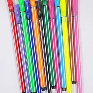 Rashi Collection 12-Color Washable Acrylic Marker Set | Water-Based, Non-Toxic Paint Pens for Kids | Vibrant Opaque Colors with Protective Purple Storage Capsule | Ideal for School Crafts, DIY & Canvas