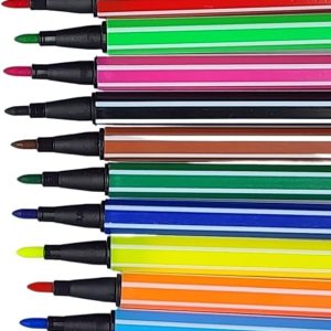 Rashi Collection 12-Color Washable Acrylic Marker Set | Water-Based, Non-Toxic Paint Pens for Kids | Vibrant Opaque Colors with Protective Purple Storage Capsule | Ideal for School Crafts, DIY & Canvas