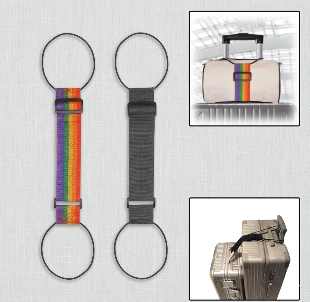 Rashi Collection 6-Piece Adjustable Luggage Straps | Stretchable Rainbow Nylon Travel Belts with Quick Release Buckle & Dual Loops | Secure Baggage Binder for Suitcases & Bags