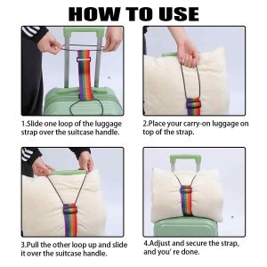 Rashi Collection 6-Piece Adjustable Luggage Straps | Stretchable Rainbow Nylon Travel Belts with Quick Release Buckle & Dual Loops | Secure Baggage Binder for Suitcases & Bags