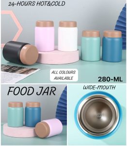 Rashi Collection 280ml Insulated Stainless Steel Food Jar | Wide Mouth Vacuum Thermos for Kids Lunch & Snacks | 24 Hours Hot & Cold, Leak-Proof Stewed Food Container (Random Color)