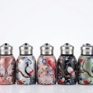 Rashi Collection 300ml Vintage Designer Stainless Steel Vacuum Flask | Double-Wall Insulated Hot & Cold Travel Thermos | Leak-Proof Wide Mouth Bottle with Easy-Carry Loop (Random Traditional Art Pattern)