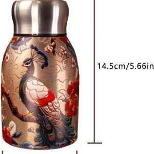 Rashi Collection 300ml Vintage Designer Stainless Steel Vacuum Flask | Double-Wall Insulated Hot & Cold Travel Thermos | Leak-Proof Wide Mouth Bottle with Easy-Carry Loop (Random Traditional Art Pattern)