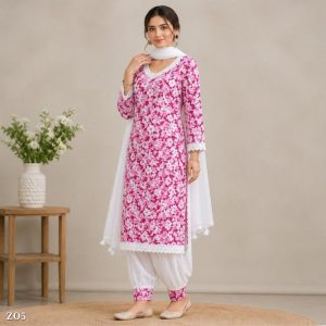 Women’s Pink Khadi Cotton Kurti Pant Set