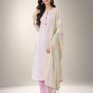 Ethnic Khadi Cotton Kurti with Pant and Dupatta Set